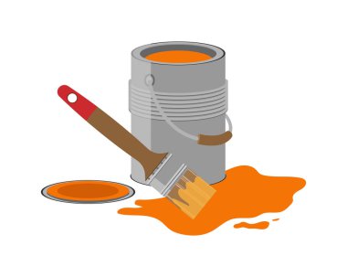 Bir portakal boyası. Fırça. Dökülen boya.