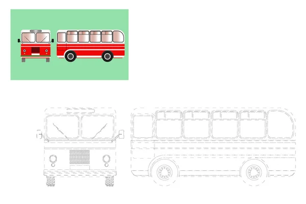 Färbung. einfaches Lernspiel für Kinder. Vektorillustration eines Busses. — Stockvektor