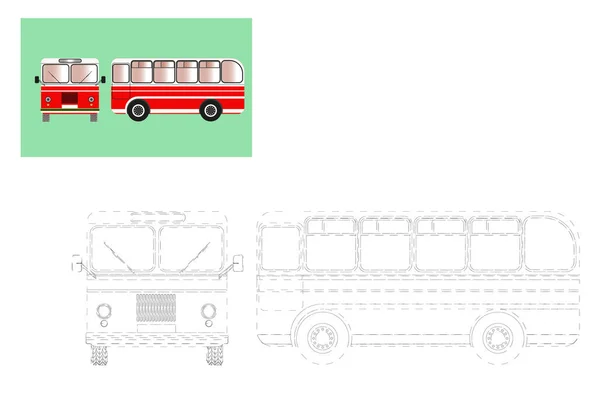 Színezés. Egyszerű oktatási játék gyerekeknek. Busz vektorillusztrációja. — Stock Vector