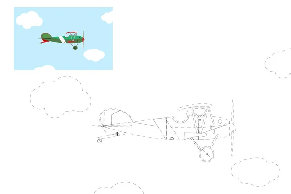 Colorir. Jogo educativo simples para crianças. Ilustração vetorial de um avião — Vetor de Stock