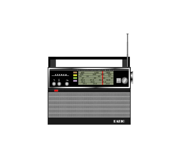 Una vieja radio sobre fondo blanco. Ilustración vectorial . — Archivo Imágenes Vectoriales