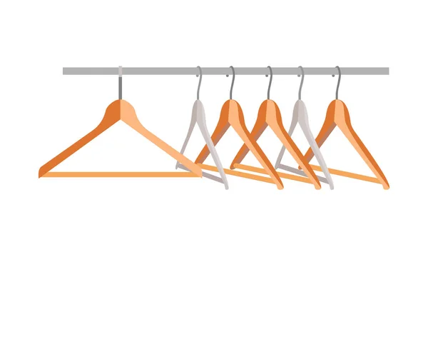 Conjunto de perchas para ropa sobre fondo blanco. Ilustración vectorial . — Vector de stock