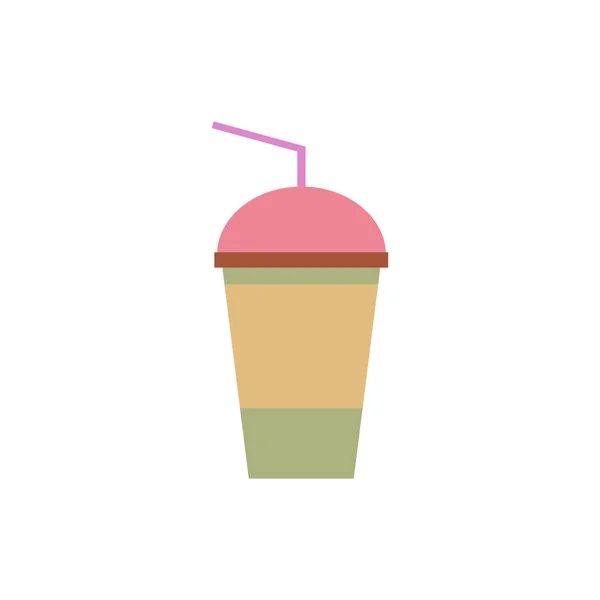 Una taza con una tapa y una paja sobre un fondo blanco. Ilustración vectorial . — Vector de stock