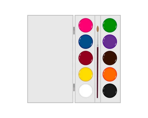 Set of watercolor paints in the package. Vector illustration. — Stock Vector
