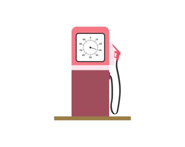 Beyaz arka plandaki eski benzin istasyonu. Vektör çizimi.