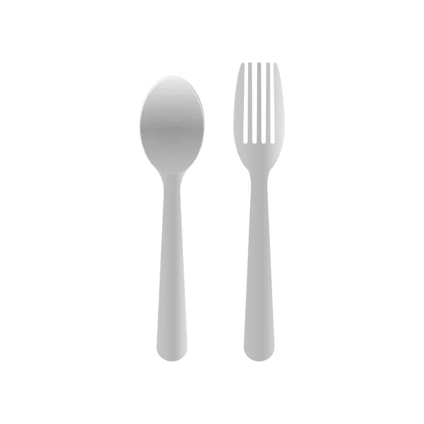 餐具 - 勺子和叉子。白色背景上的矢量插图. — 图库矢量图片