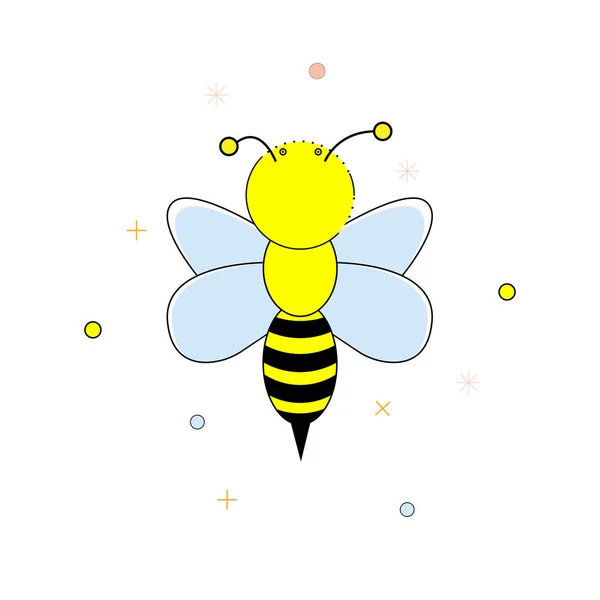 白い背景の上の漫画の蜂。ベクトル図. — ストックベクタ