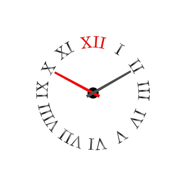 Relógio com algarismos romanos no mostrador. Ilustração vetorial . — Vetor de Stock