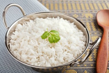 Basmati Rice in a Steel Karahi clipart