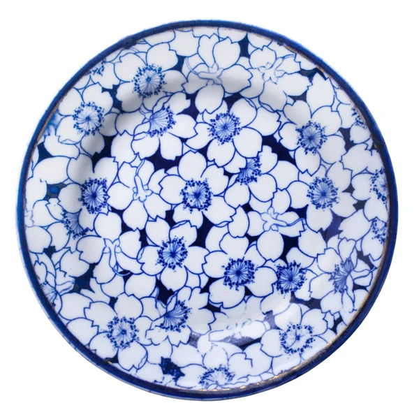 Antieke blauw en wit China plaat — Stockfoto