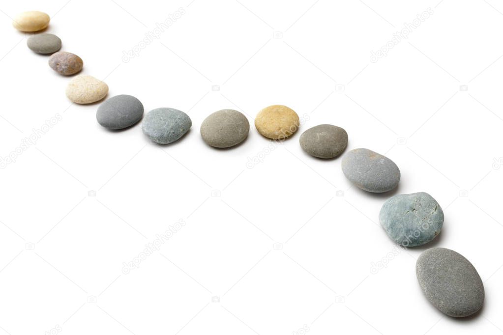 Snaking Line of Twelve Pebbles Steps Isolated