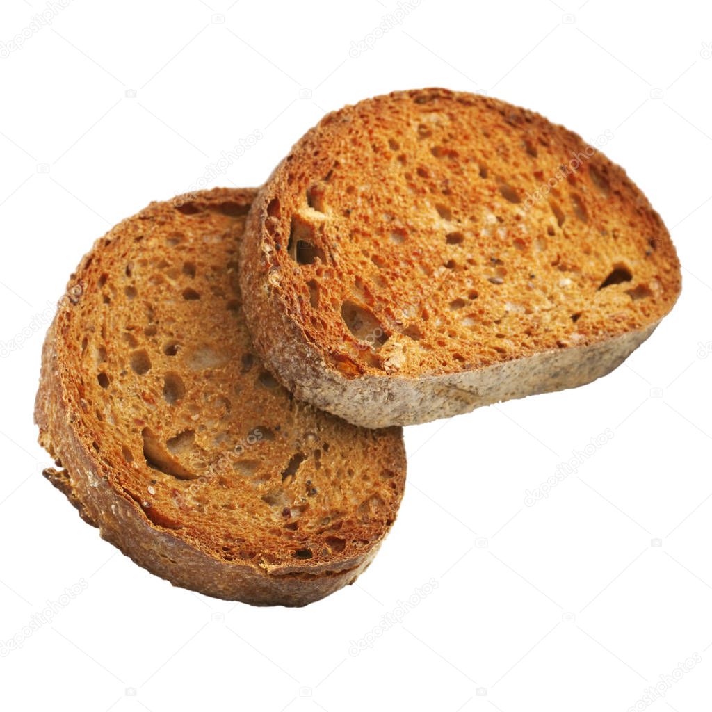 Slices of Wholemeal Toast on White Background