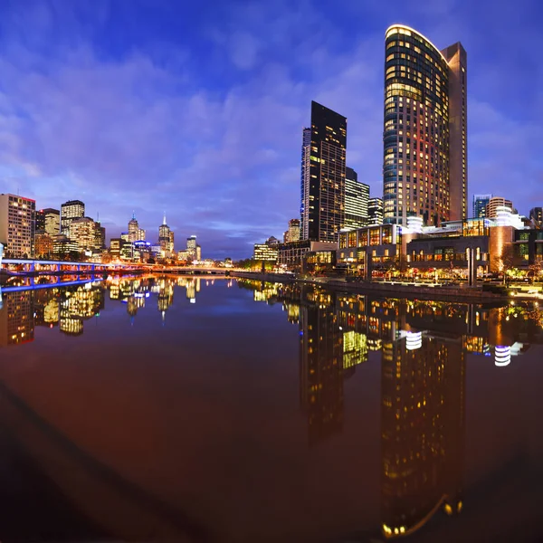 Melbourbe Skyline and Yarra River at Twilight Square — Stock Photo, Image