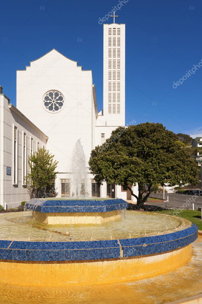 Cathedral and Tait Fountain, Napier, New Zealand