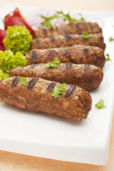 Cevapcici Cevapi Kebab zonder vel worst gebeitst paprika — Stockfoto