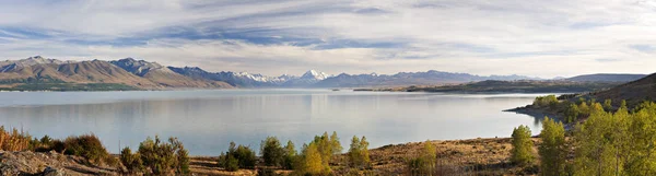 Panorama van Aoraki Mount Cook en Lake Pukaki, Nieuw-Zeeland — Stockfoto