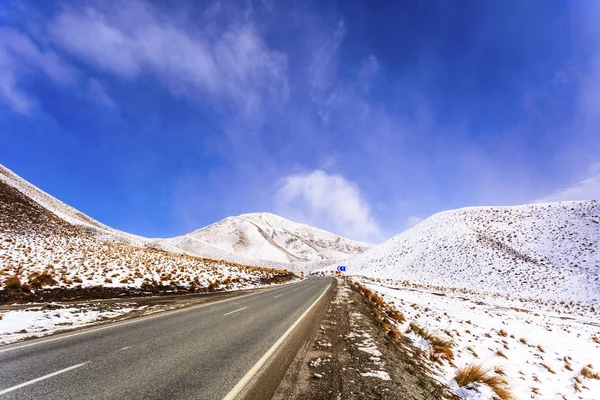 Camino Lindis Pass Invierno — Foto de Stock