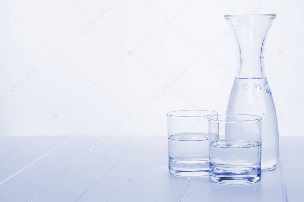 Water Carafe and Two Glasses