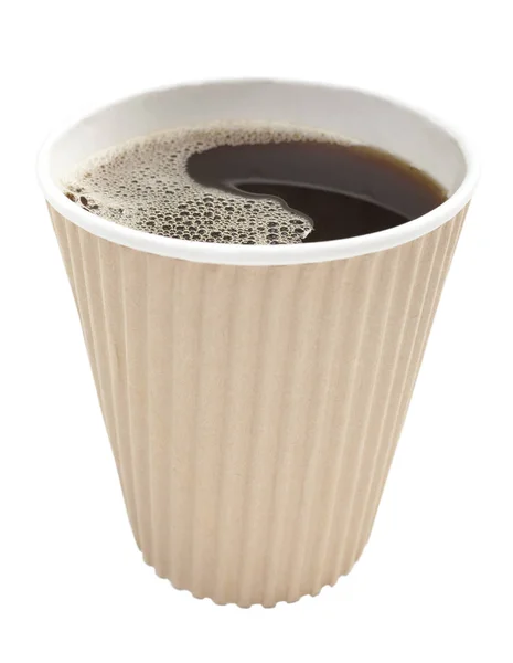 Afhaalmaaltijden koffie in Paper Cup op wit — Stockfoto