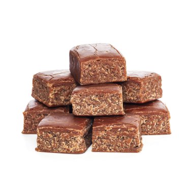 Beyaz zemin üzerine çikolata Fudge