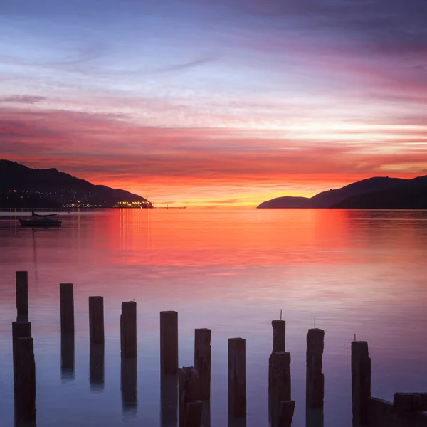 Piękny wschód słońca Nowa Zelandia — Zdjęcie stockowe