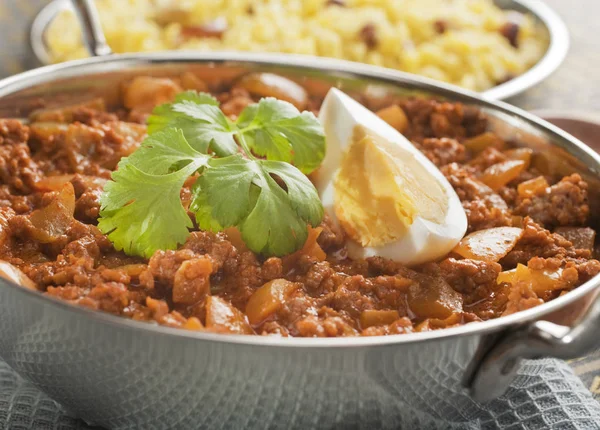 Balti Keema Curry und Reis — Stockfoto