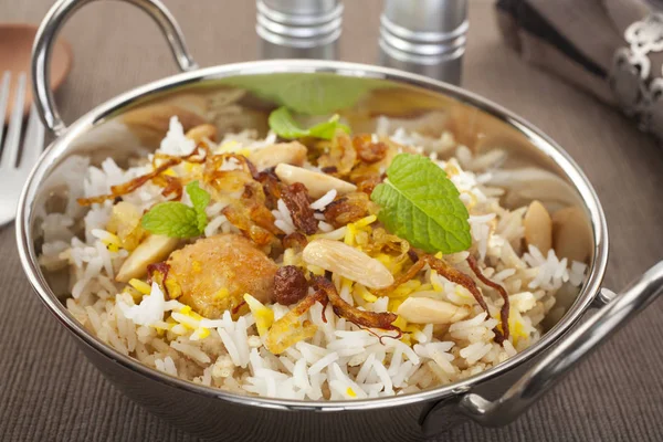 Poulet Biryani Indian Curry Food Cuisine Repas Riz Pillau — Photo