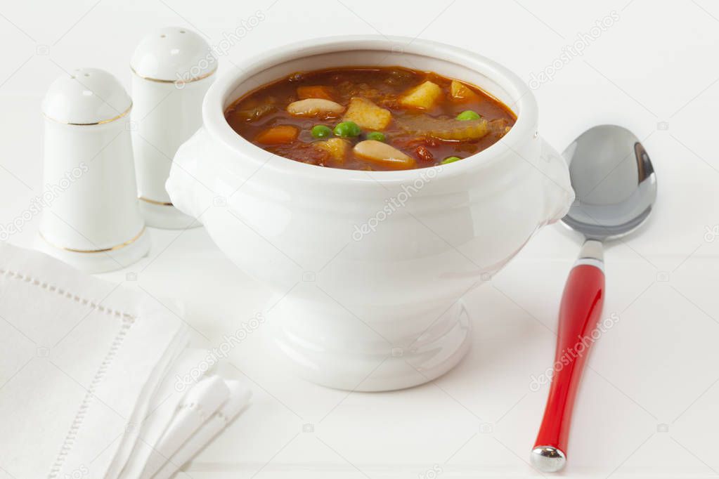Vegetable Soup in Lion Head Bowl