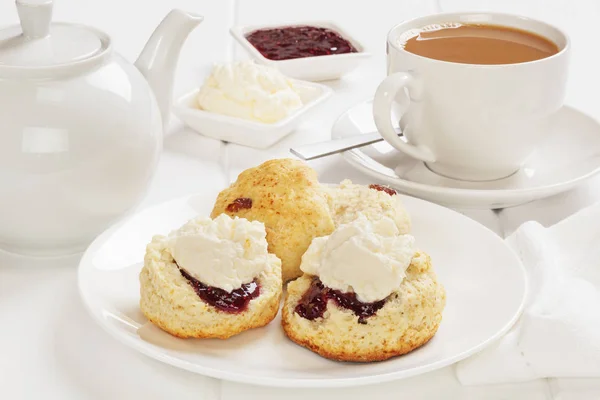 Devon Cream Tea biały — Zdjęcie stockowe