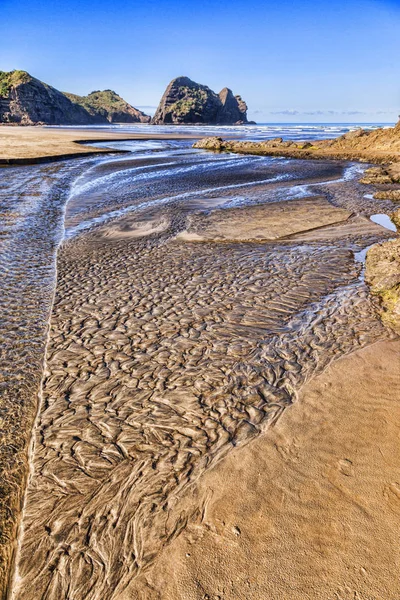 Piha Beach Textured Sand Auckland Nuova Zelanda — Foto Stock