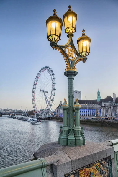 London Eye i Westminster Bridge — Zdjęcie stockowe