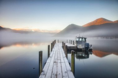 Foggy Winter Morning, Lake Rotoroa, New Zealand clipart