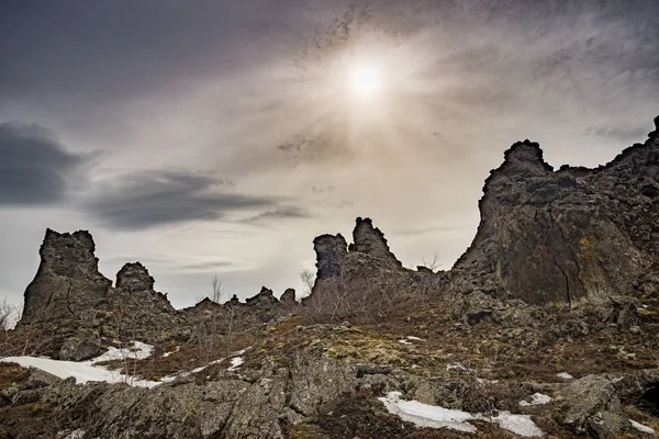 Εξάρσεις λάβα, το Dimmuborgir, Ισλανδία — Φωτογραφία Αρχείου