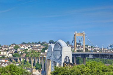 Tamar Bridge and Royal Albert Bridge Plymouth UK clipart