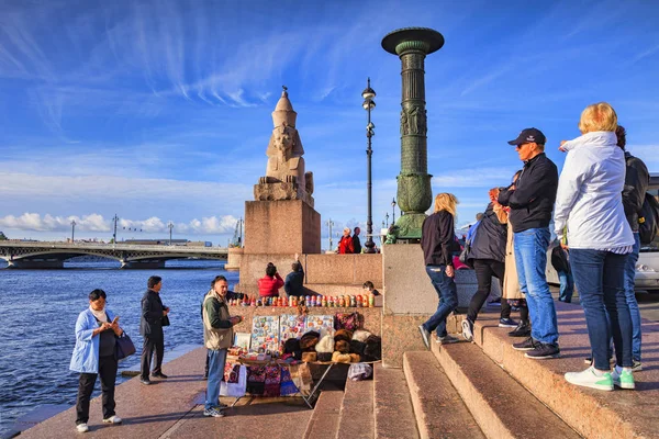 码头与狮身人面像， 圣彼得堡， 俄罗斯 — 图库照片