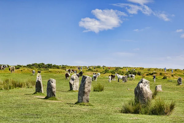 Bodmin Moor The Hurlers Stone Circle Cornwall Reino Unido — Fotografia de Stock