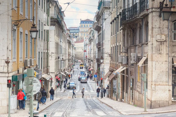 Lisbon Busy Street in Central City — Stock Photo, Image