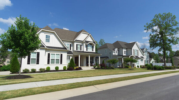 Street of typical suburban homes