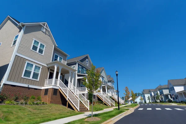 Straat Van Suburbane Amerikaanse Huizen — Stockfoto