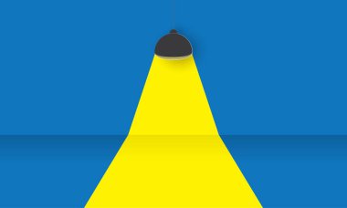 Mavi arkaplanda tavan ışığı kağıt sanatı