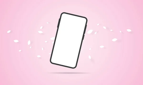 Smartphone Blank Screen Pink Background Vector Mock — Stock Vector