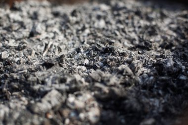 Odun kömür ve odun yanma sonra kül kalıntıları