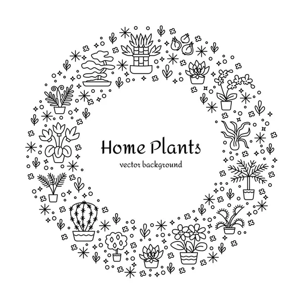 House Plants Concept Garden Center Flower Florist Shop Vector Circular — Stock Vector