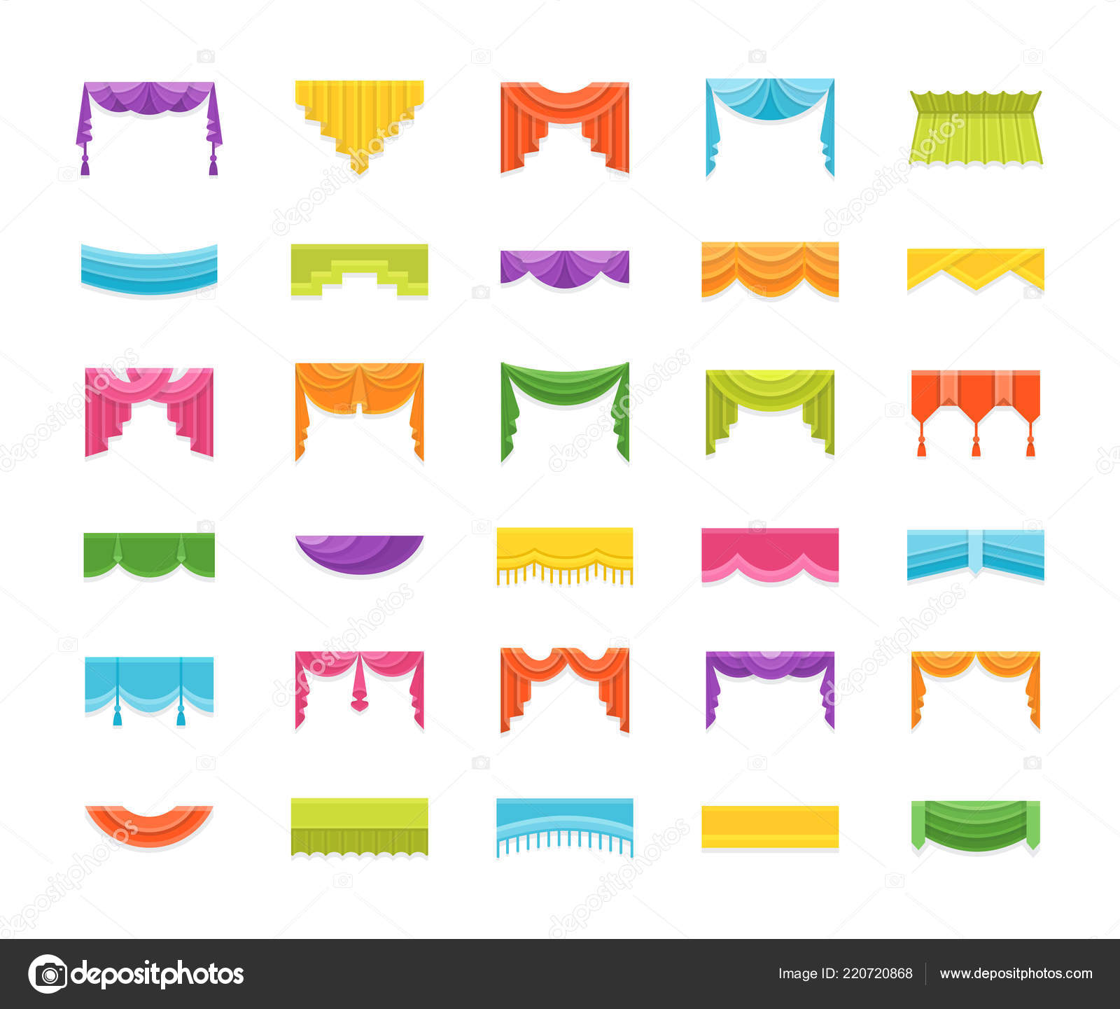 Scarves Valances Window Top Treatments Different Styles Draperies Blinds  Swag Stock Vector by ©Milta 220720868, image size:1600x1441