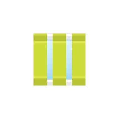 Yeşil dikey pencere kör. Japon panel gölge ve jaluzi düz simgesi. Önden görünüm. Beyaz artalanları izole nesnede. Vektör çizim