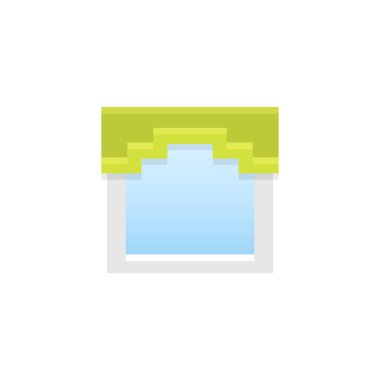 Yeşil kumaş valance. Vektör çizim. Adım düz dekorlarıve düz simgesi. Ev ve ofis pencere dekorasyon unsuru. Önden görünüm.