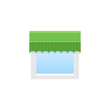 Yeşil düz dekorlarıve. Vektör çizim. Valance düz simgesi. Ev ve ofis üst pencere dekorasyon unsuru. Önden görünüm.