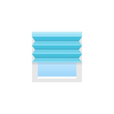 Mavi pilili kör. Vektör çizim. Gölge düz simgesi. Ev ve ofis pencere dekorasyon unsuru. 