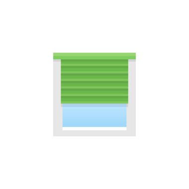 Yeşil yatay kör. Güneş koruma gölge. Karartma Oda ve ışık jaluzi engelleme. Düz illüstrasyon.