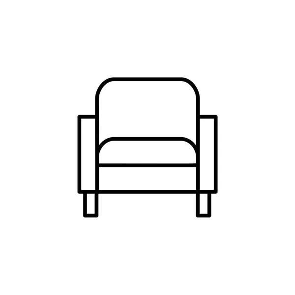 Black White Vector Illustration Comfortable Armchair Line Icon Arm Chair — Stock Vector